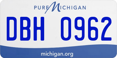 MI license plate DBH0962
