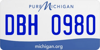 MI license plate DBH0980