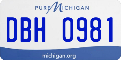 MI license plate DBH0981