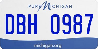 MI license plate DBH0987