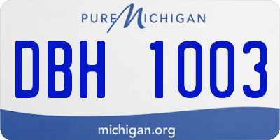 MI license plate DBH1003