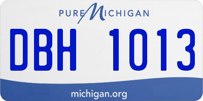 MI license plate DBH1013