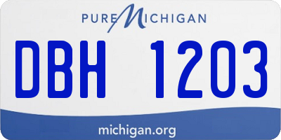MI license plate DBH1203