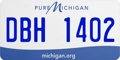 MI license plate DBH1402