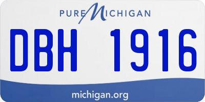 MI license plate DBH1916