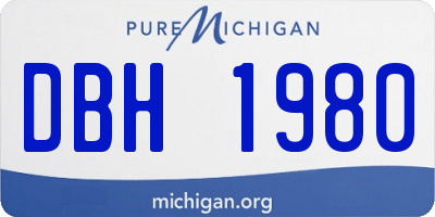 MI license plate DBH1980