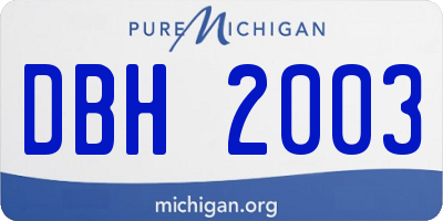 MI license plate DBH2003