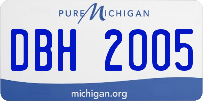 MI license plate DBH2005
