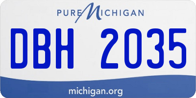 MI license plate DBH2035