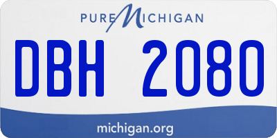 MI license plate DBH2080