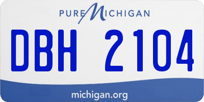 MI license plate DBH2104