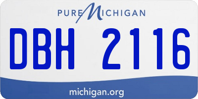MI license plate DBH2116
