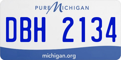 MI license plate DBH2134