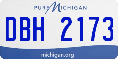 MI license plate DBH2173