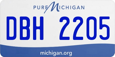 MI license plate DBH2205