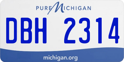 MI license plate DBH2314