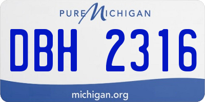 MI license plate DBH2316