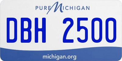 MI license plate DBH2500