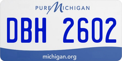 MI license plate DBH2602