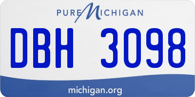 MI license plate DBH3098