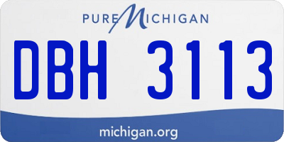 MI license plate DBH3113