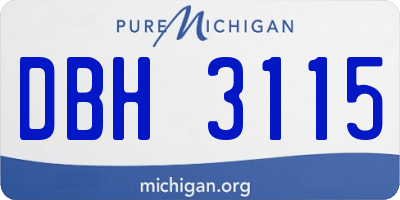 MI license plate DBH3115