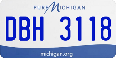 MI license plate DBH3118
