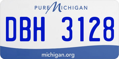 MI license plate DBH3128