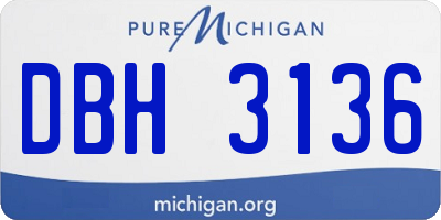 MI license plate DBH3136