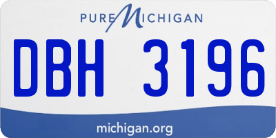 MI license plate DBH3196