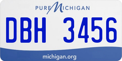 MI license plate DBH3456