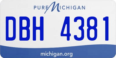 MI license plate DBH4381