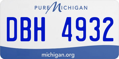 MI license plate DBH4932