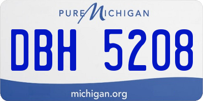 MI license plate DBH5208