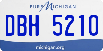 MI license plate DBH5210