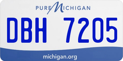 MI license plate DBH7205