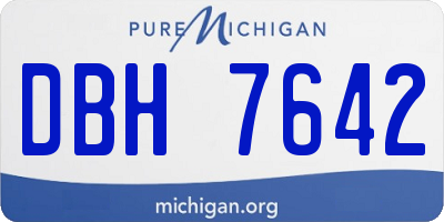 MI license plate DBH7642