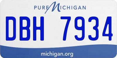 MI license plate DBH7934
