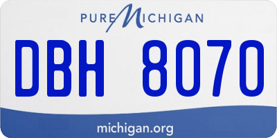 MI license plate DBH8070
