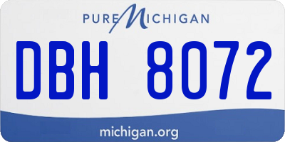 MI license plate DBH8072