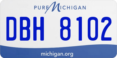 MI license plate DBH8102