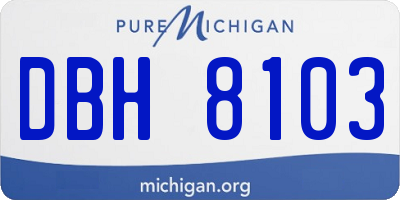 MI license plate DBH8103