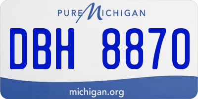 MI license plate DBH8870