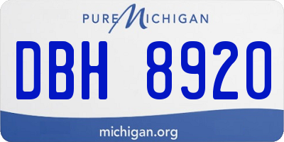 MI license plate DBH8920