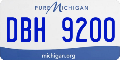 MI license plate DBH9200