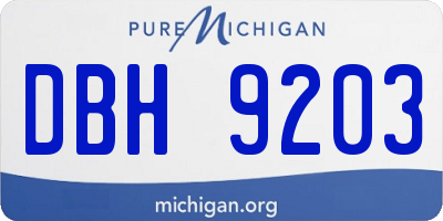 MI license plate DBH9203