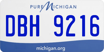 MI license plate DBH9216