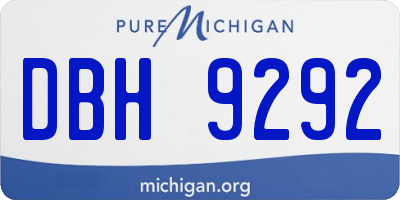 MI license plate DBH9292