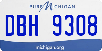 MI license plate DBH9308