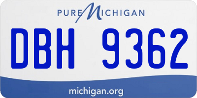 MI license plate DBH9362
